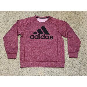 Adidas Climawarm Men Heather Red Fleece Crewneck Sweatshirt Size Large L EUC